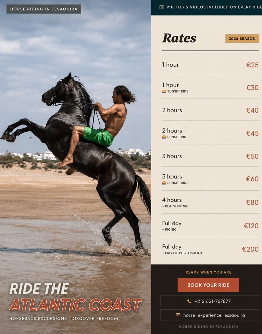 Simple, transparent rates — Horse Experience Essaouira